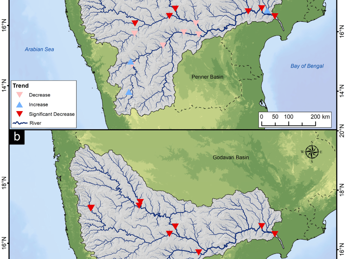 Climatic and Anthropogenic Influences on Long-Term Discharge and Sediment Load Changes in the Second-Largest Peninsular Indian&nbsp;Catchment